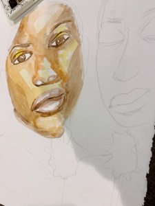 Natoya Ellis, Natoya Ellis art, watercolor,watercolour, watercolour artist, watercolor artist, watercolorist, watercolourist, black artist, transgender, lgbtq, cis gender, art practice, black woman art, painting, painting of the day, canadian artist, sunday best,