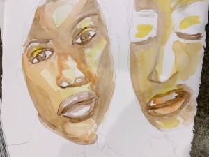 Natoya Ellis, Natoya Ellis art, watercolor,watercolour, watercolour artist, watercolor artist, watercolorist, watercolourist, black artist, transgender, lgbtq, cis gender, art practice, black woman art, painting, painting of the day, canadian artist, sunday best,